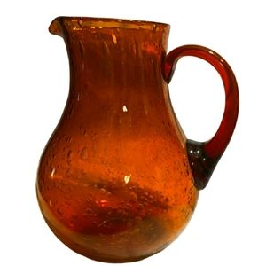 BIOT Amber Captured Bubbles Glass PitcherVintage EUC!